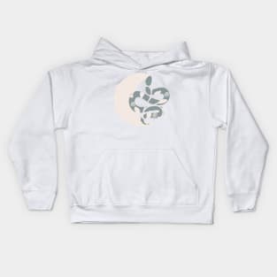 Crescent Moon and Snake With Wild Flowers in Putty and Sage Boho Nursery Colors Kids Hoodie